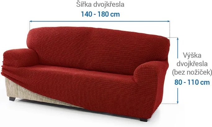 Super strečové poťahy NIAGARA tehlová dvojkreslo (š. 140 - 180 cm)