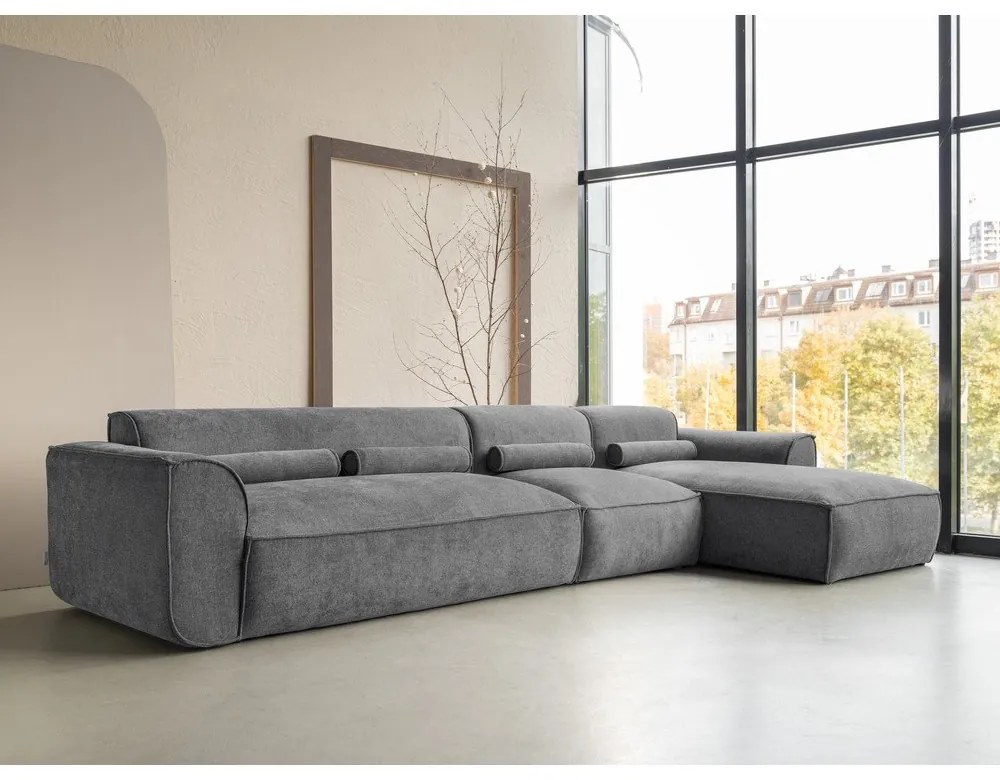 Sivá rohová pohovka (pravý roh) Flex Felix – Miuform