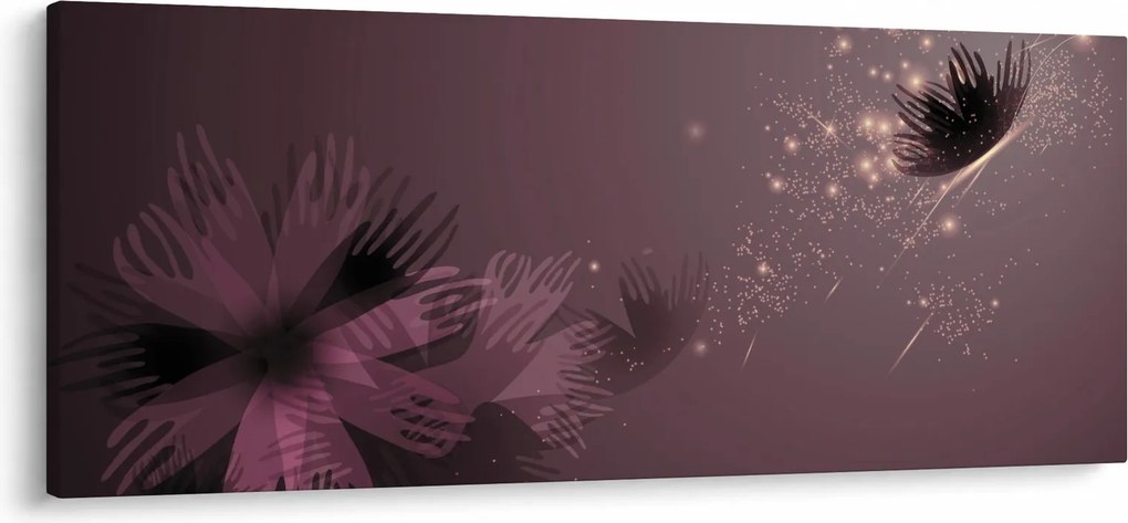 Obraz kvetu s motýľom (120x50 cm)