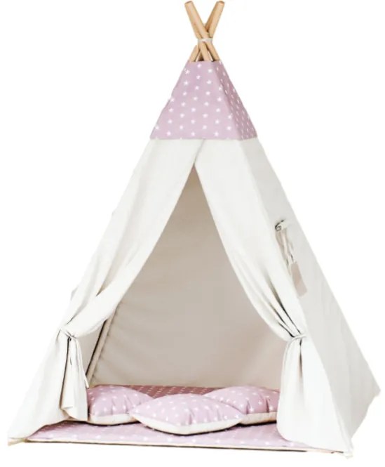 Detský stan Tipi hviezdy ružovo/béžový