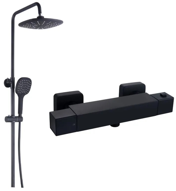 Sprchová súprava - DENIS s termostatickou batériou - čierna