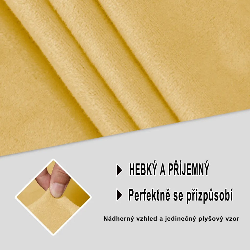 Elastický plyšový poťah na dvojmiestnu pohovku BestBerg / svetložltá