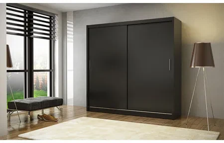 Kvalitná šatníková skriňa KOLA 2 čierna 180 cm Bez LED osvetlenia