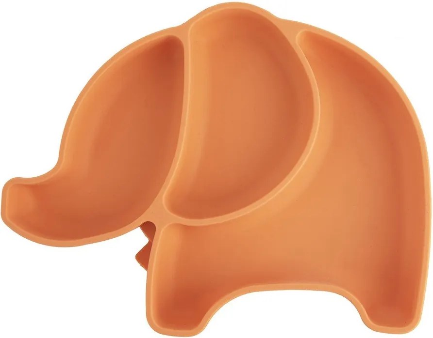 Oranžový silikónový detský tanier 18x23 cm Elephant – Orion