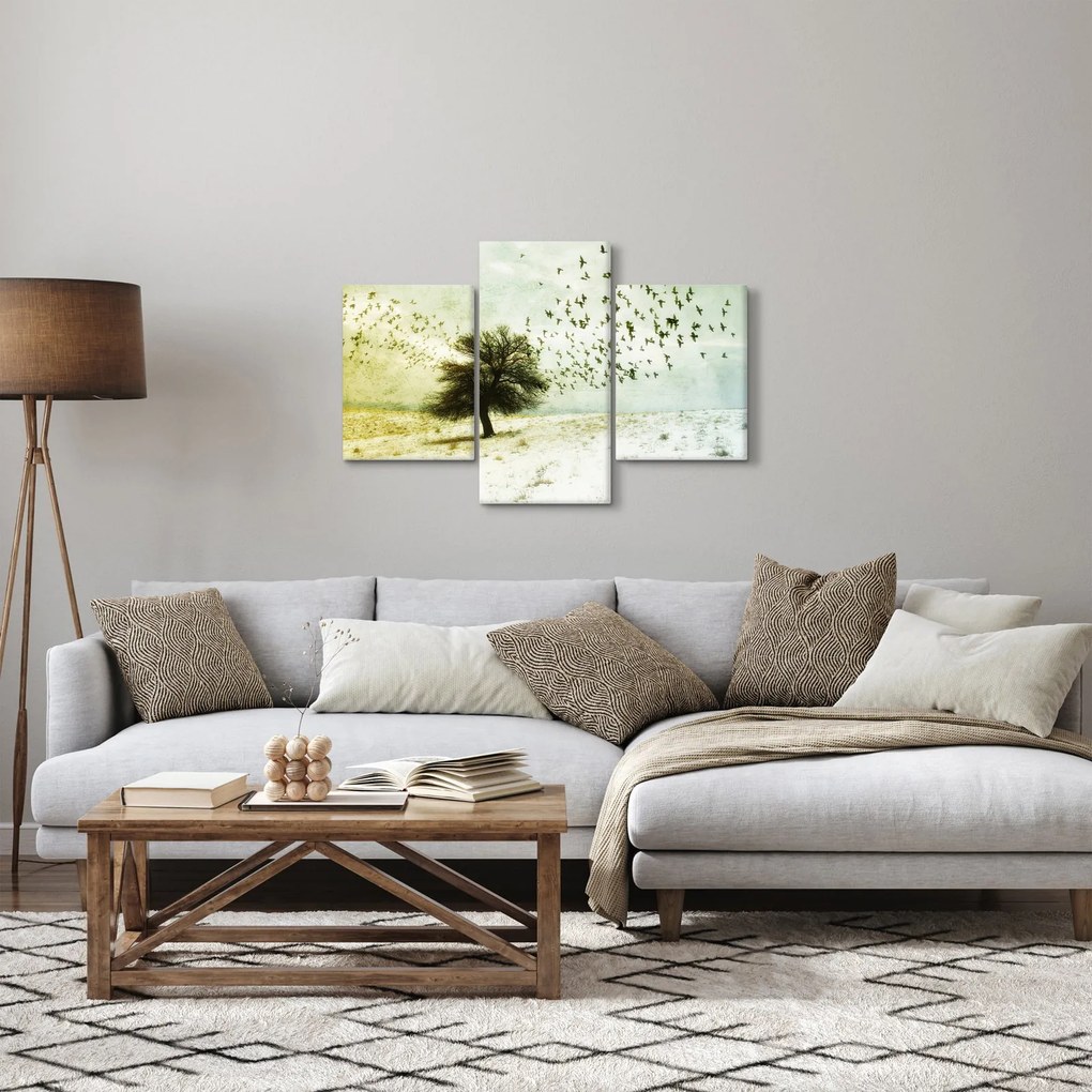 Obraz - Maľovaný kŕdeľ vtákov (90x60 cm)