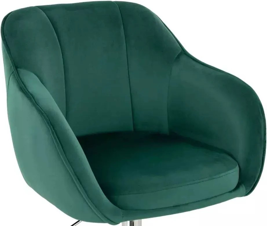 LuxuryForm DESIGN Stolička AVOLA VELUR na striebornej podstave s kolieskami - zelená