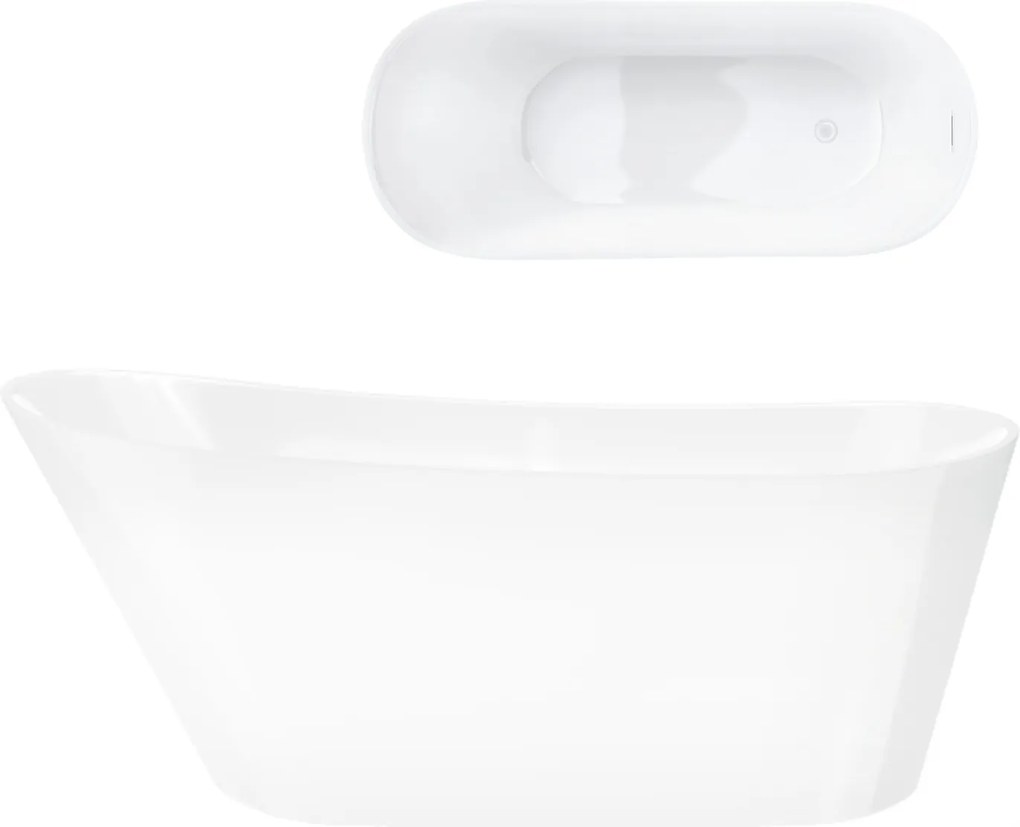 Voľne stojaca vaňa Corsan Estella 170 x 74 cm Korok klik-klak Biela