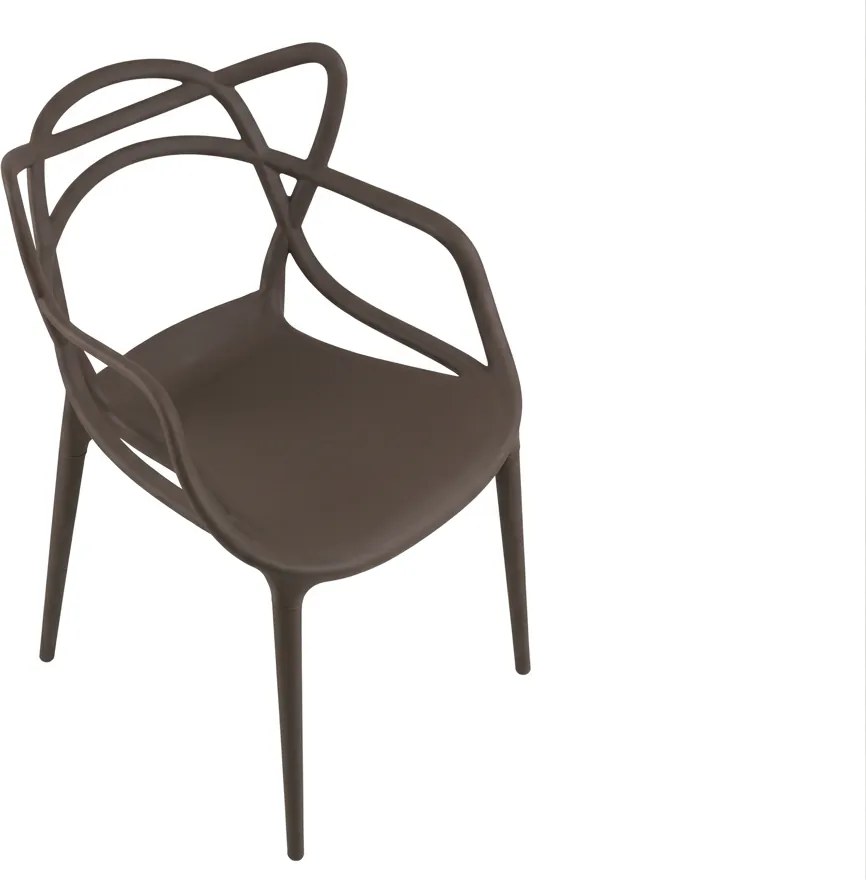 Sada 4 ks plastových stoličiek KATO, hnedá