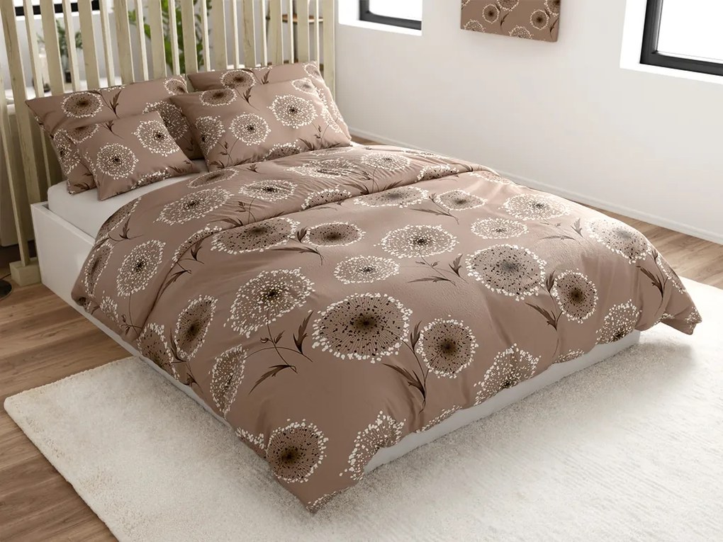 Sada 2ks mikroplyšových obliečok PAMPELINO svetlohnedé + plachta mikroplyš SOFT 180x200 cm biela, dvojlôžko