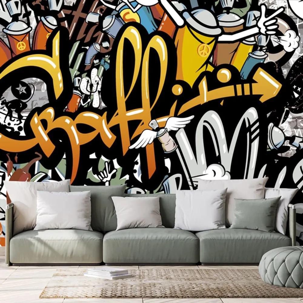 Tapeta graffiti na tehlovej stene - 150x100
