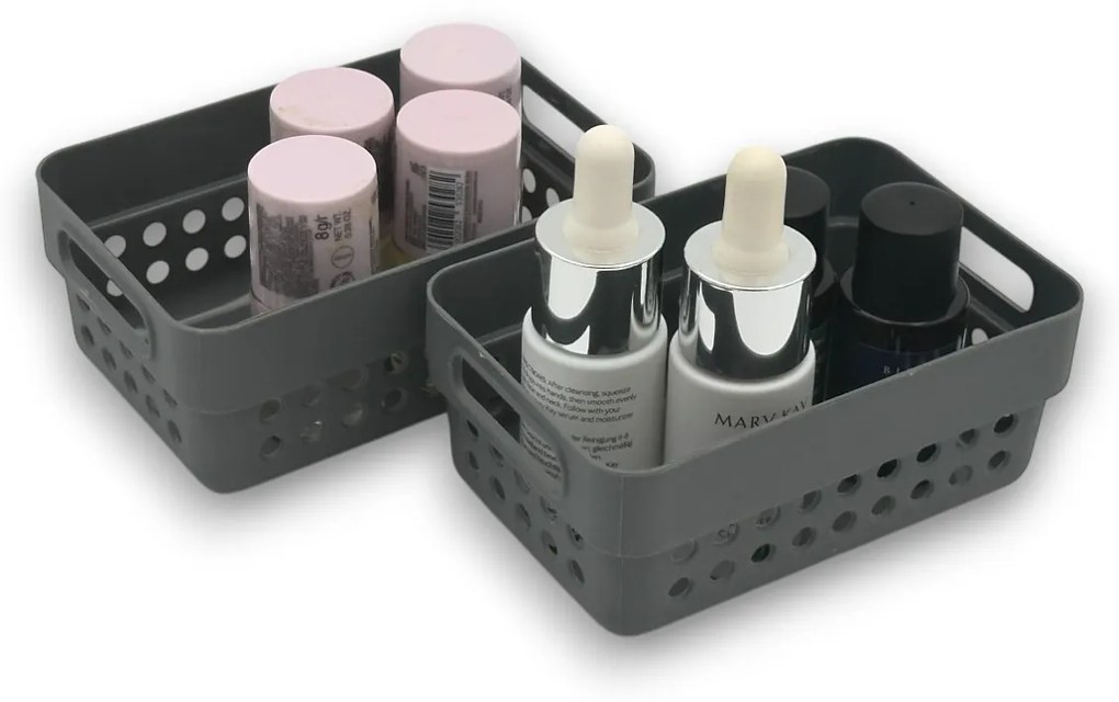 CONFORTIME Sada 2 košíkov na organizáciu, organizéry do zásuvky KOLE 12 x 7,5 cm - sivý