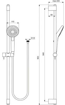 Sprchový set Ideal STANDARD Idealrain Evo dĺžka sprchovej tyče 90 cm