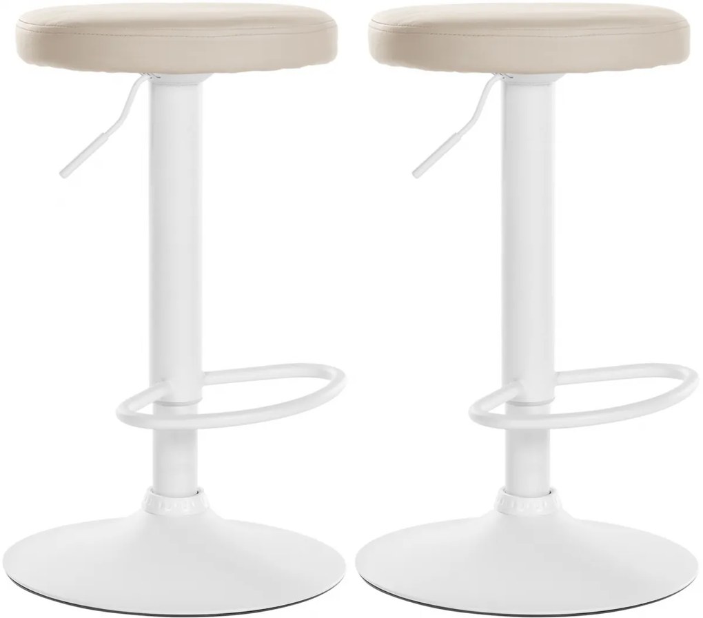 Design-Shop 2x Barová stolička Ponte - koženka, biely rám - Krémová