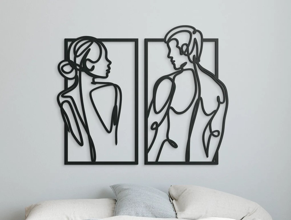 drevko 2-dielny minimalistický obraz Párik Rozmer obrazu: 44,5 x 54,5 cm, Farba dekorácie: Čierna