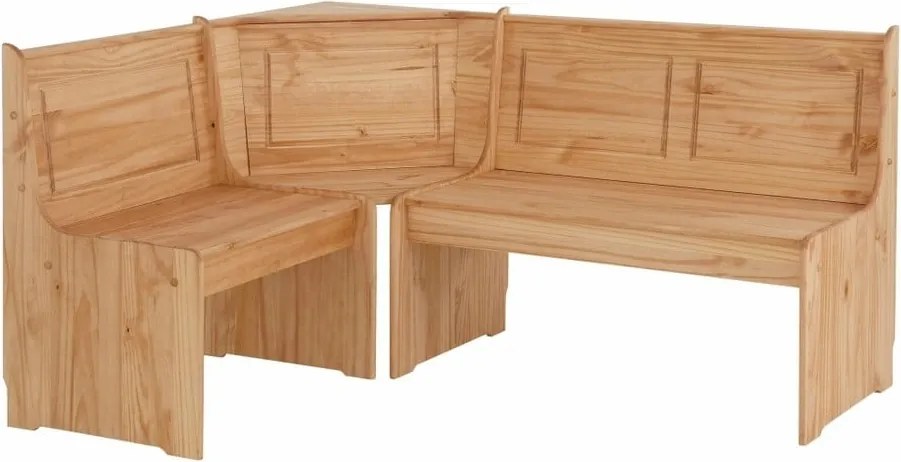 Set rohovej lavice a jedálenského stola z masívneho borovicového dreva Støraa Samantha