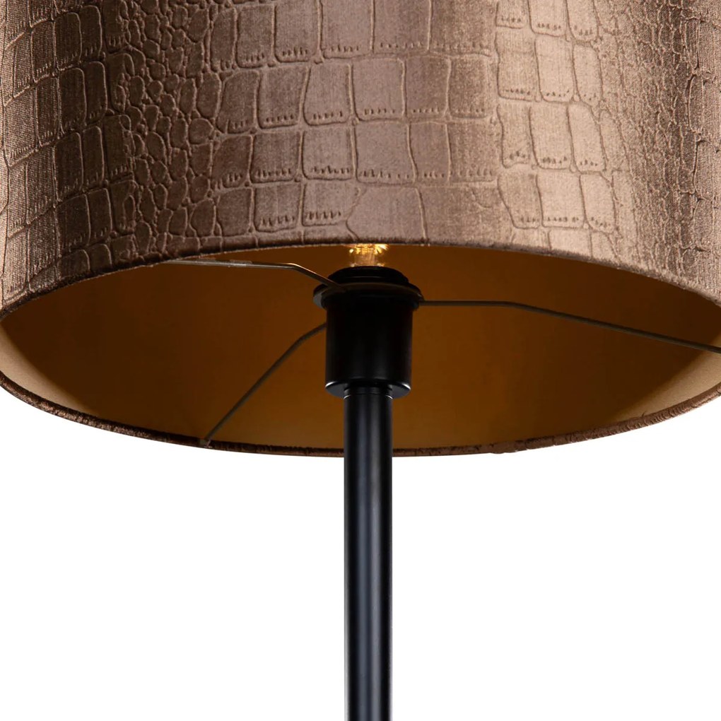 Stojacia lampa čierna s velúrovým tienidlom krokodíl 40 cm - Simplo