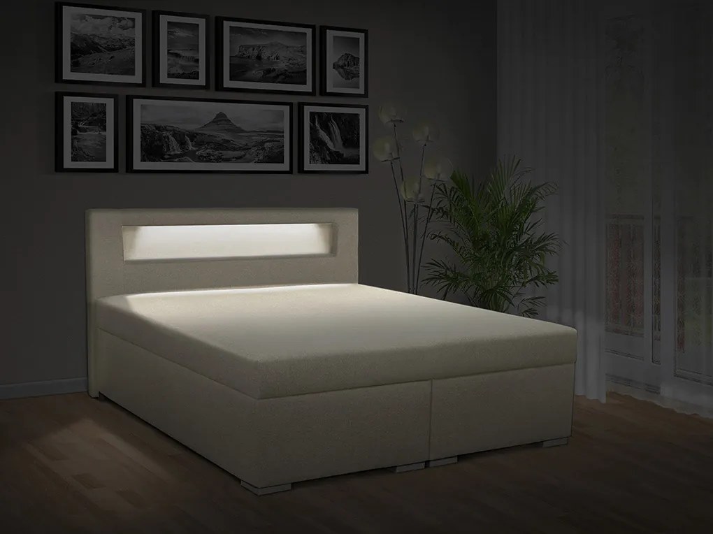 Čalúnená posteľ s úložným priestorom Tango 160 Typ farebného prevedenia: Savana krém 01, Typ čela: A