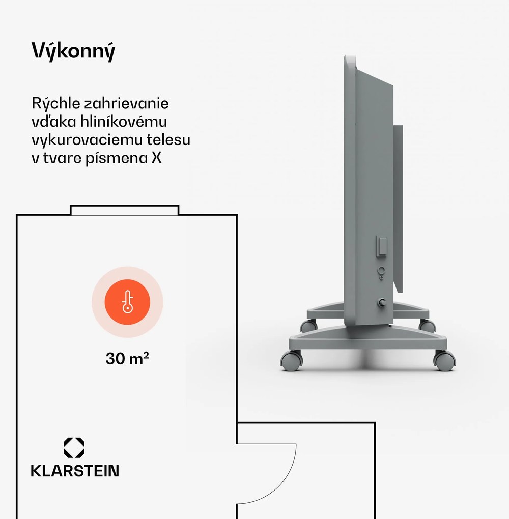 Klarstein Bansin Smart 1500 konvektorový ohrievač, 1500 W, Aplikácia, 5- 50 °C, LED displej, Dotykový displej