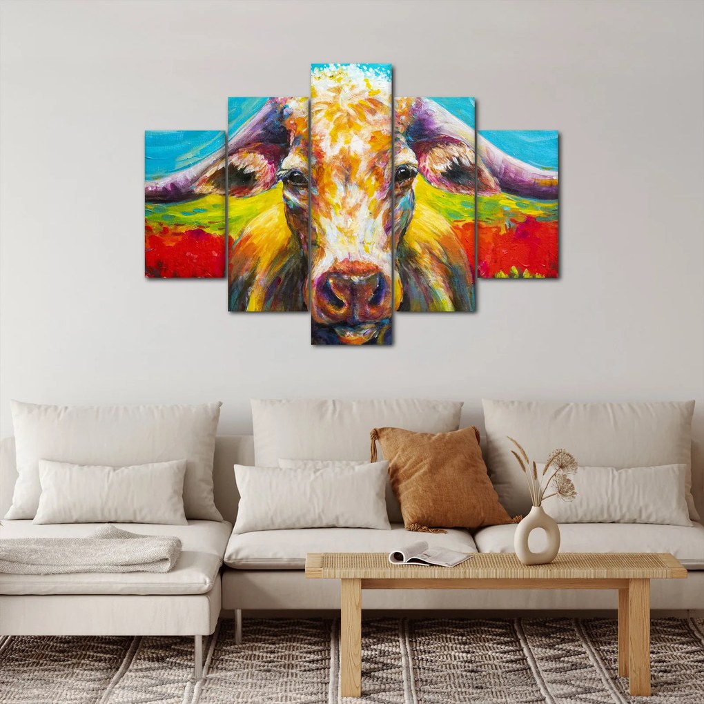 Obraz - Maľovaná krava (150x105 cm)