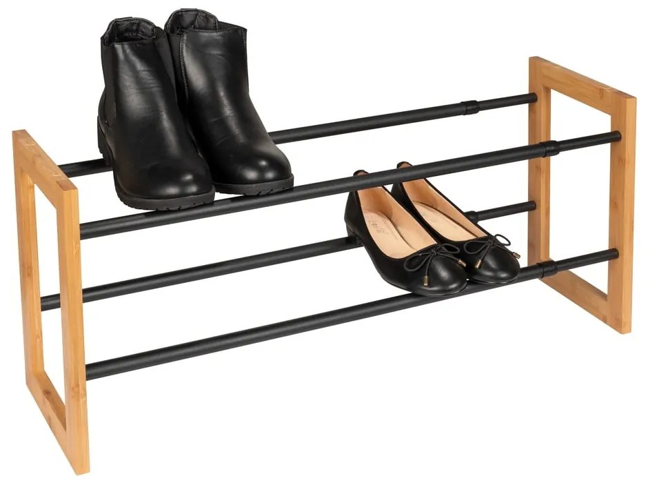 Kovový teleskopický stojan na topánky v čierno-prírodnej farbe Ecori – Wenko