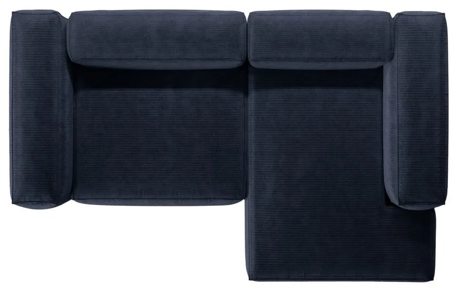 Tmavomodrá menčestrová rohová pohovka (pravý roh/s leňoškou) Bergamo – Cosmopolitan Design