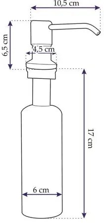 Rea, dávkovač saponátu pre kuchynské drezy 250ml, chrómová, BAT-00478