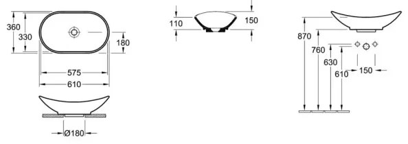 Villeroy & Boch 411060R1 - Umývadlo na dosku MY NATURE 61x36 cm biele