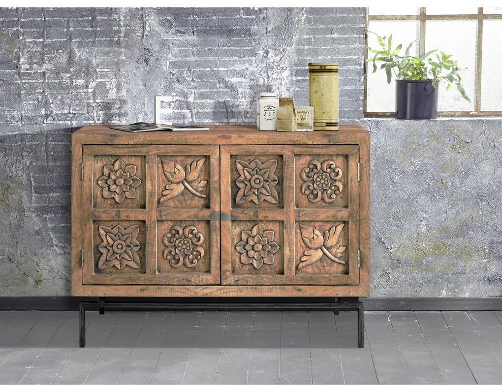 Sconto Komoda CARVING agát/sivá