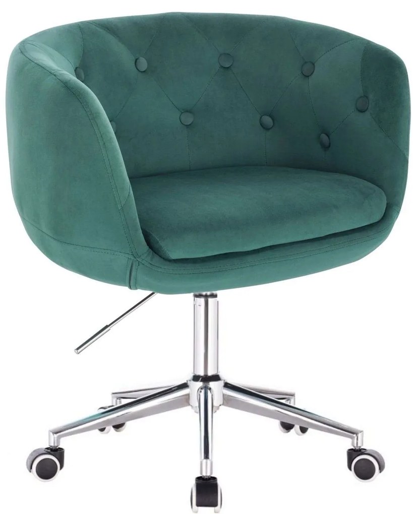 LuxuryForm DESIGN Kreslo MONTANA VELUR na striebornej podstave s kolieskami - zelené