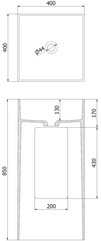 Mexen Xola-1, voľnestojace umývadlo z konglomerátu 40x40x85 cm, biela matná, 26594000