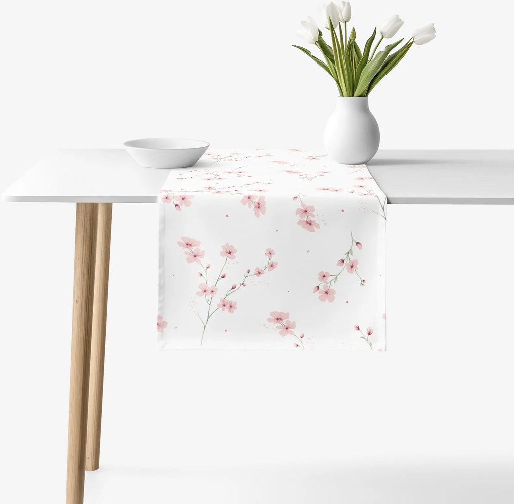 Goldea behúň na stôl 100% bavlnené plátno - kvitnúce sakury 50x120 cm