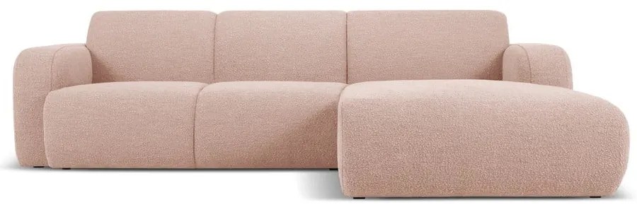 Ružová rohová pohovka z textílie bouclé (pravý roh) Molino – Micadoni Home