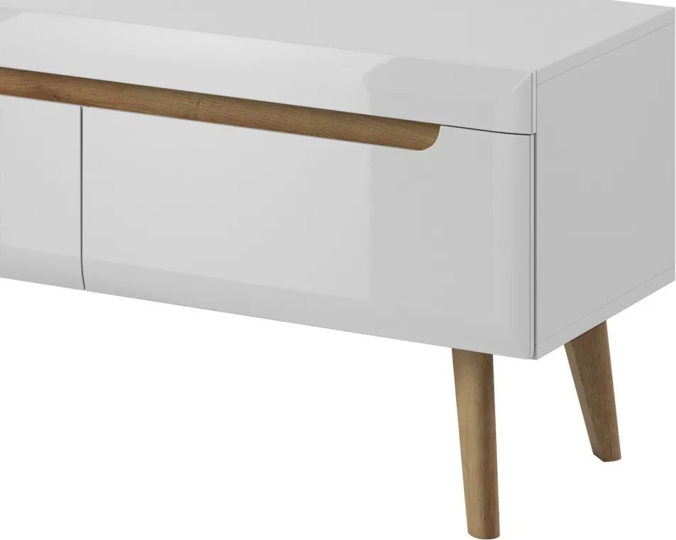 Široká TV skrinka Nordi, 160 cm, dub riviéra/biela lesk