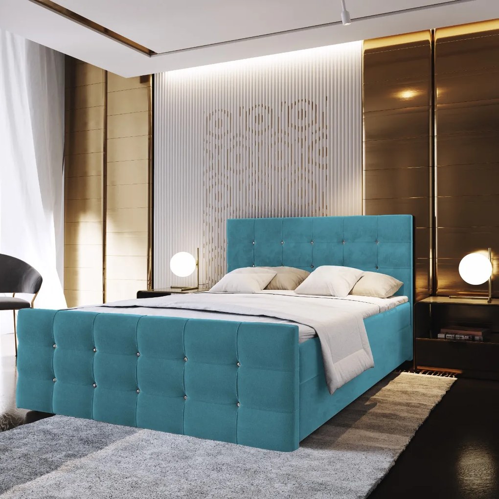 GLAMOUR MANŽELSKÁ POSTEĽ 160X200 + TOPPER VISCO + ÚLOŽNÝ PRIESTOR + KRYŠTÁLIKY COSMIC 190