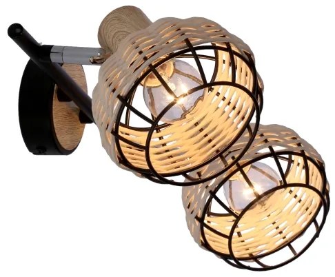 Bodové svietidlo TAJGA 2xE14/40W/230V ratan/čierna