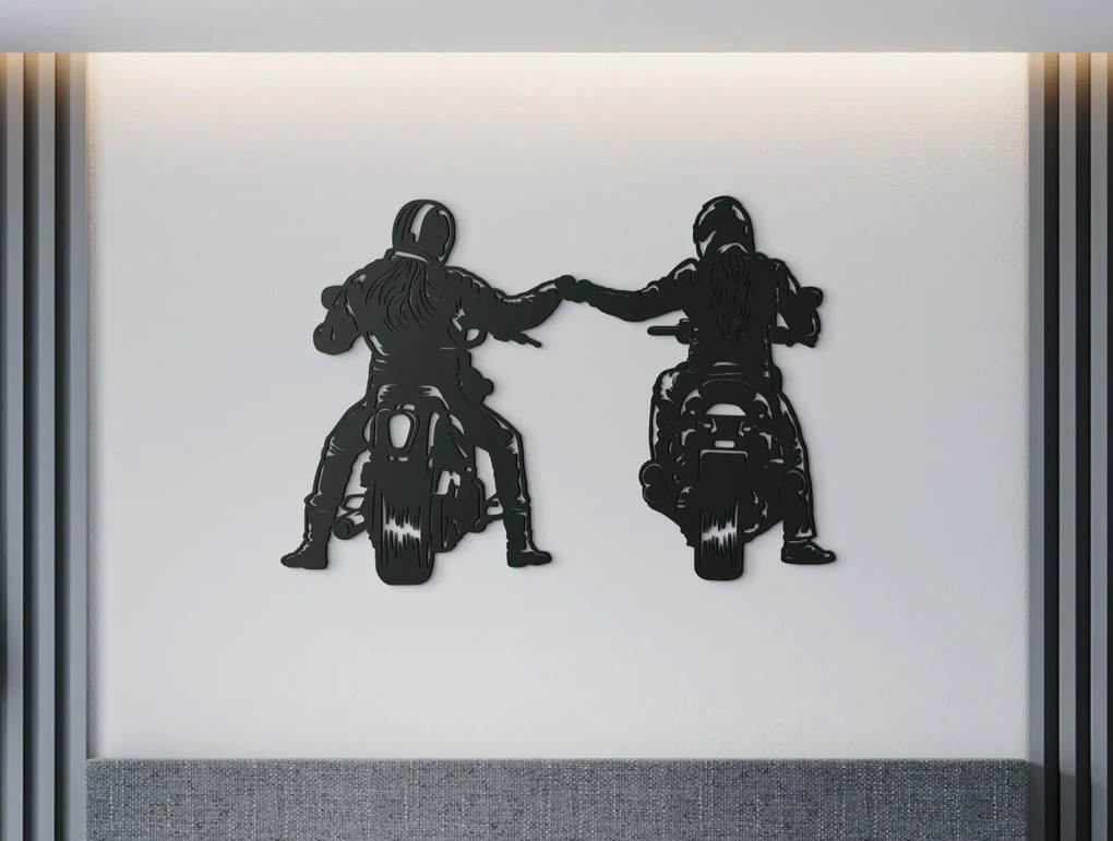 drevko Drevená nálepka Motorkári Rozmer obrazu: 32,5 x 46 cm, Farba dekorácie: Čierna