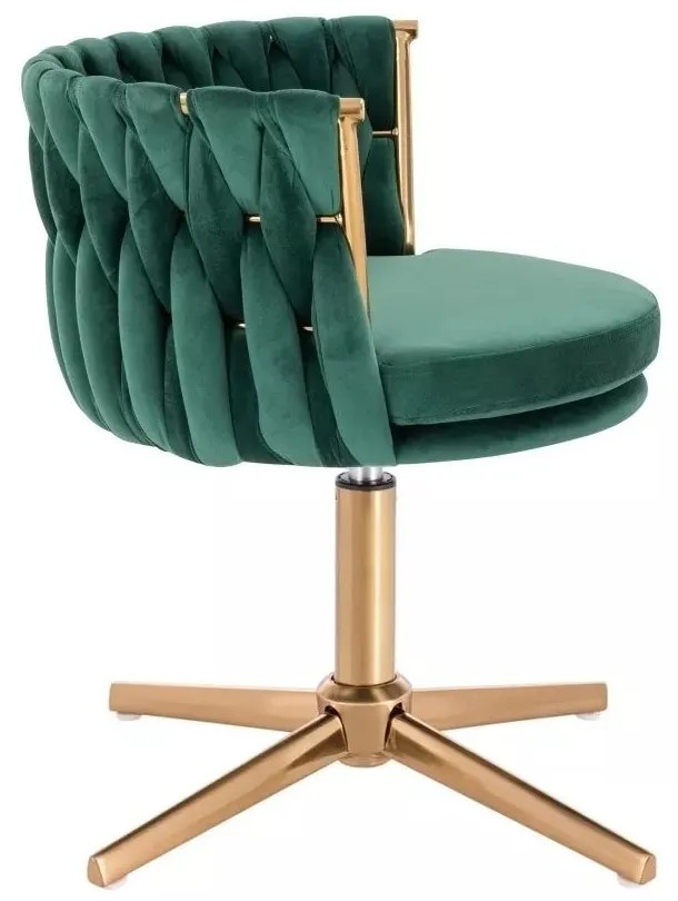 LuxuryForm DESIGN Stolička LYON VELUR na zlatom kríži - zelená