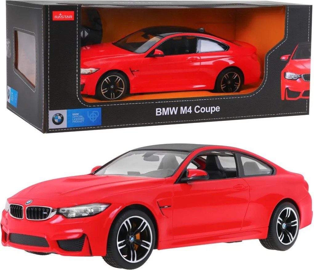 BMW M4 Coupe červené RASTAR model 1:14 Auto na diaľkové ovládanie + 2,4 GHz diaľkové ovládanie