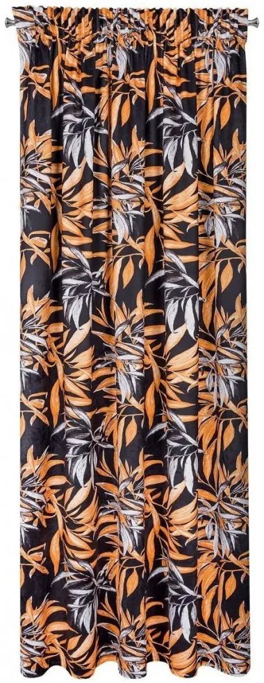Geniálny čierny zamatový záves na riasiacu pásku s potlačou PIERRE CARDIN 140 x 270 cm