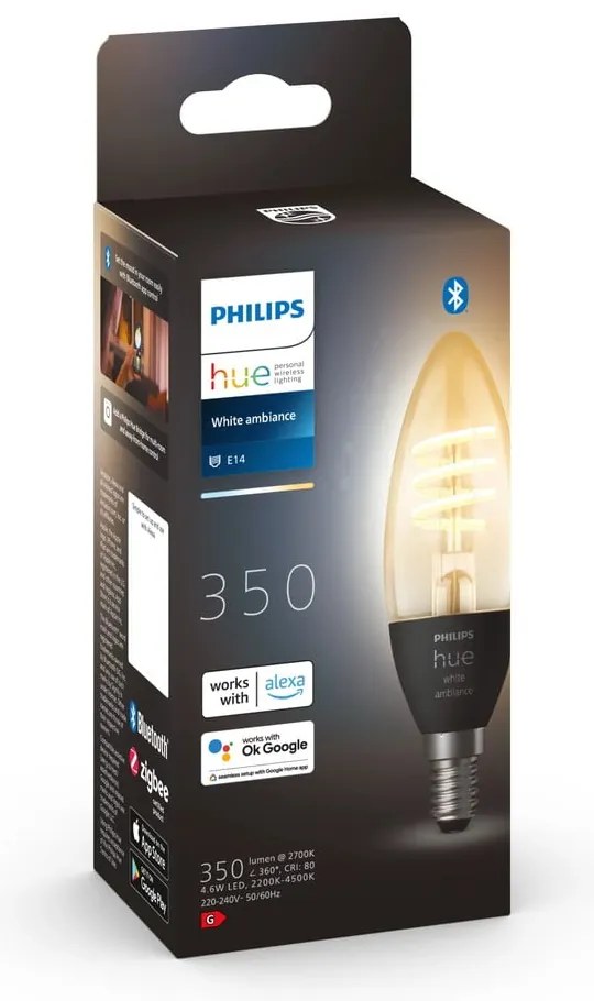 Filamentová inteligentná žiarovka E14, 5 W White ambiance – Philips Hue