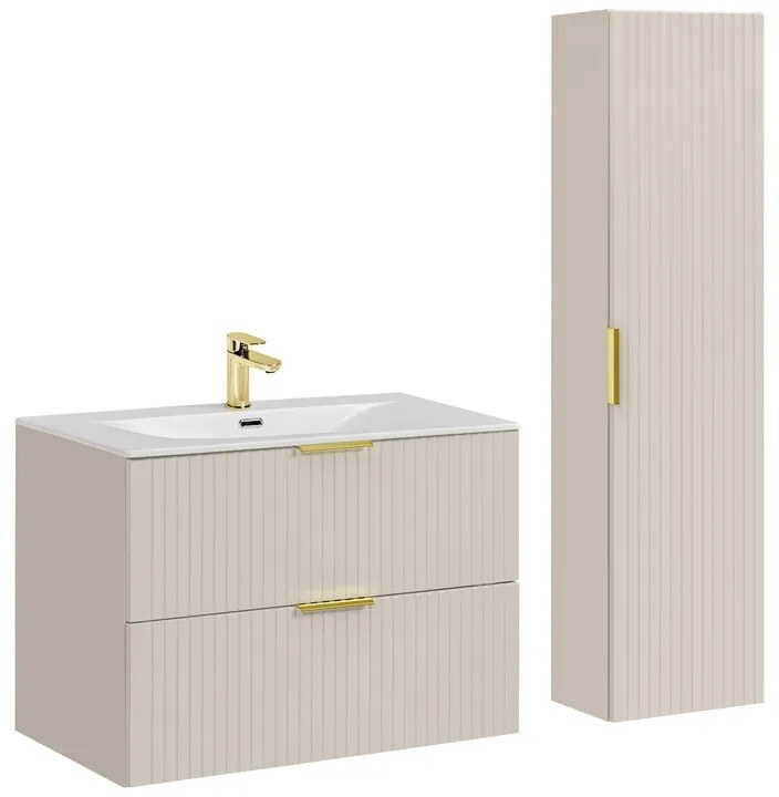 Kúpeľňová zostava Adele Cashmere Sky so skrinkami a zápustným umývadlom 80 cm kašmírová