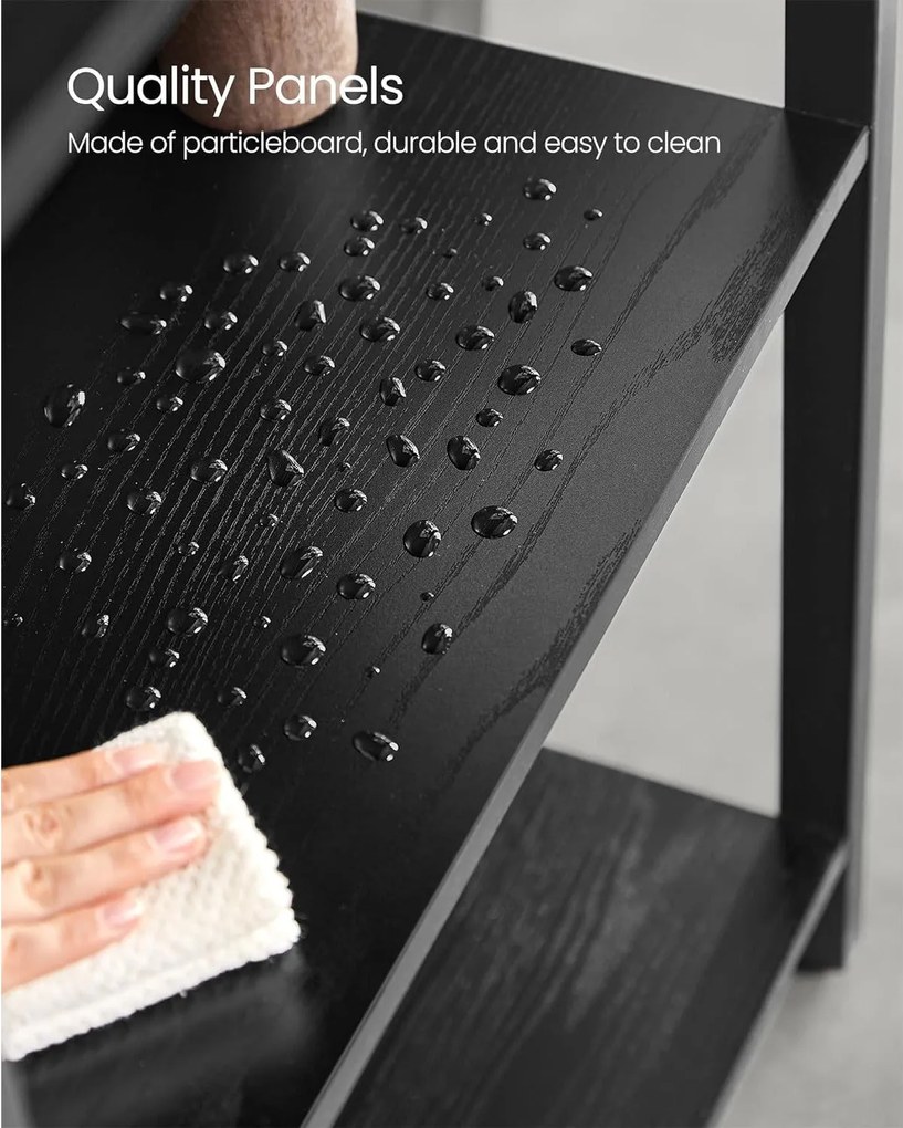 Knižnica so 14 policami s kovovým rámom, polica na knihy,  24 x 158 x 166 cm, čierna