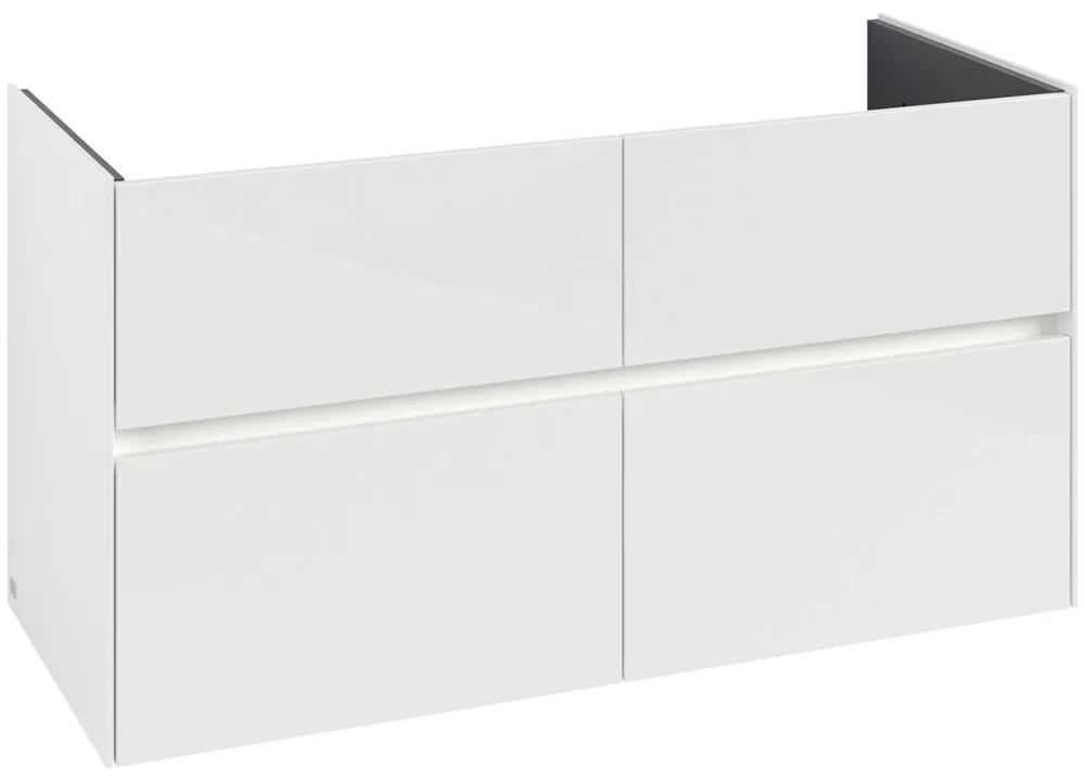 VILLEROY &amp; BOCH Collaro závesná skrinka pod umývadlo, 4 zásuvky, s LED osvetlením, 1161 x 480 x 610 mm, Glossy White, C146B0DH