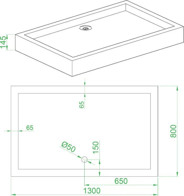 BPS-koupelny Obdĺžniková akrylátová sprchová vanička SXL03F WH 130x80 biela