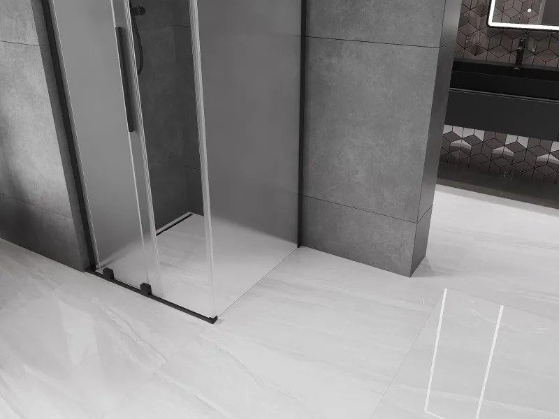 Mexen Velar L, sprchový kút s posuvnými dverami 120 x 120 cm, 8mm sklo námraza, čierna matná, 871-120-120-33-70
