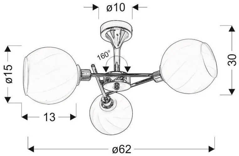 Candellux Chrómové stropné svietidlo Raul pre žiarovku 3x E14 33-72221