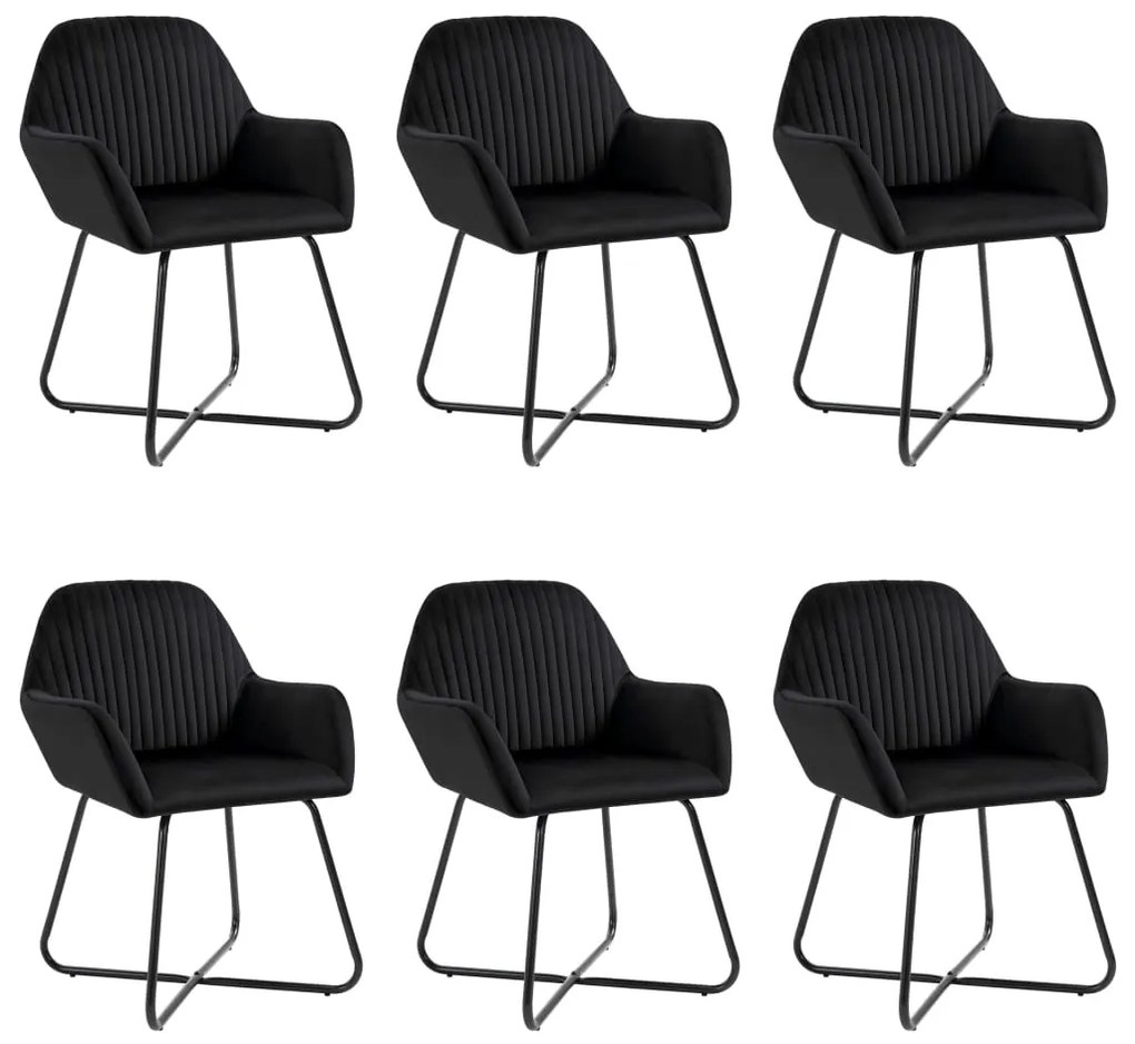 vidaXL Jedálenské stoličky 6 ks čierne zamatové