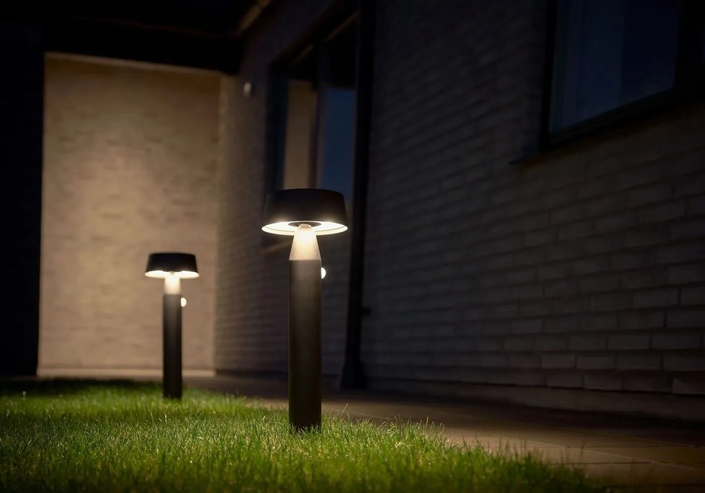 Nordlux Čierny záhradný solárny LED stĺpik Nama s pohybovým čidlom zapichovací 1W 90cm 2118278003