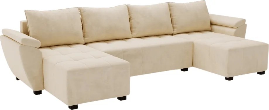 AKCIA Rozkladacia sedacia súprava do U LIVARO 305x140 cm, krémová II. akosť
