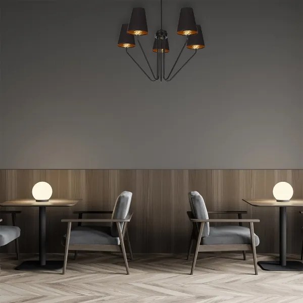 Luster na tyči VICTORIA 5xE27/60W/230V čierna